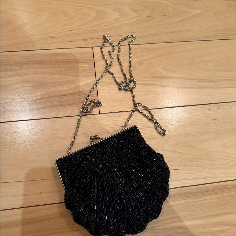 Elegant Black Beaded Clutch